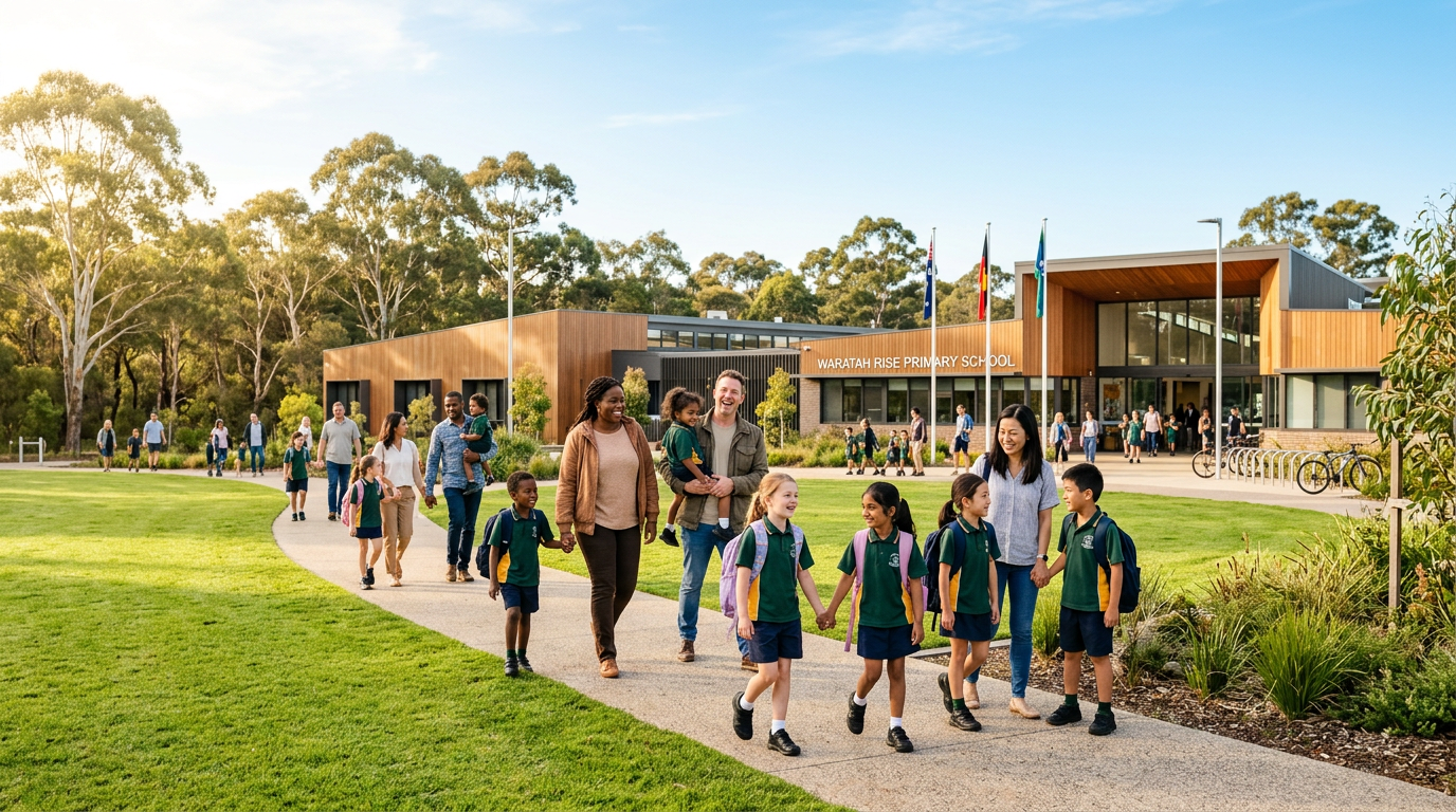 Parents and children at an Australian school